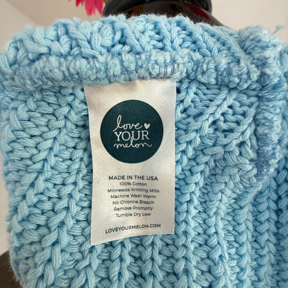 Love Your Melon Light Blue Cotton Knit Beanie Cuffed Winter Hat